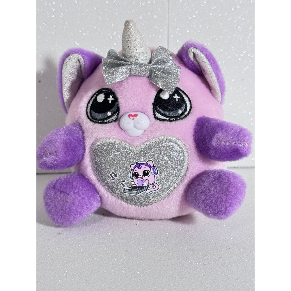 Zuru Rainbocorns Itzy Glitzy Surprise Purple Cat Unicorn Plush DJ Heart 4.5 inch